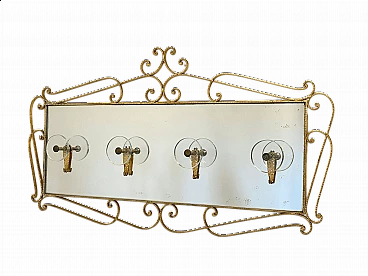 Gilded wrought iron and mirror coat rack by Pier Luigi Colli, 1950s