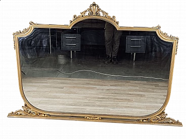 Carved and gold lacquered wood mirror, 1960s