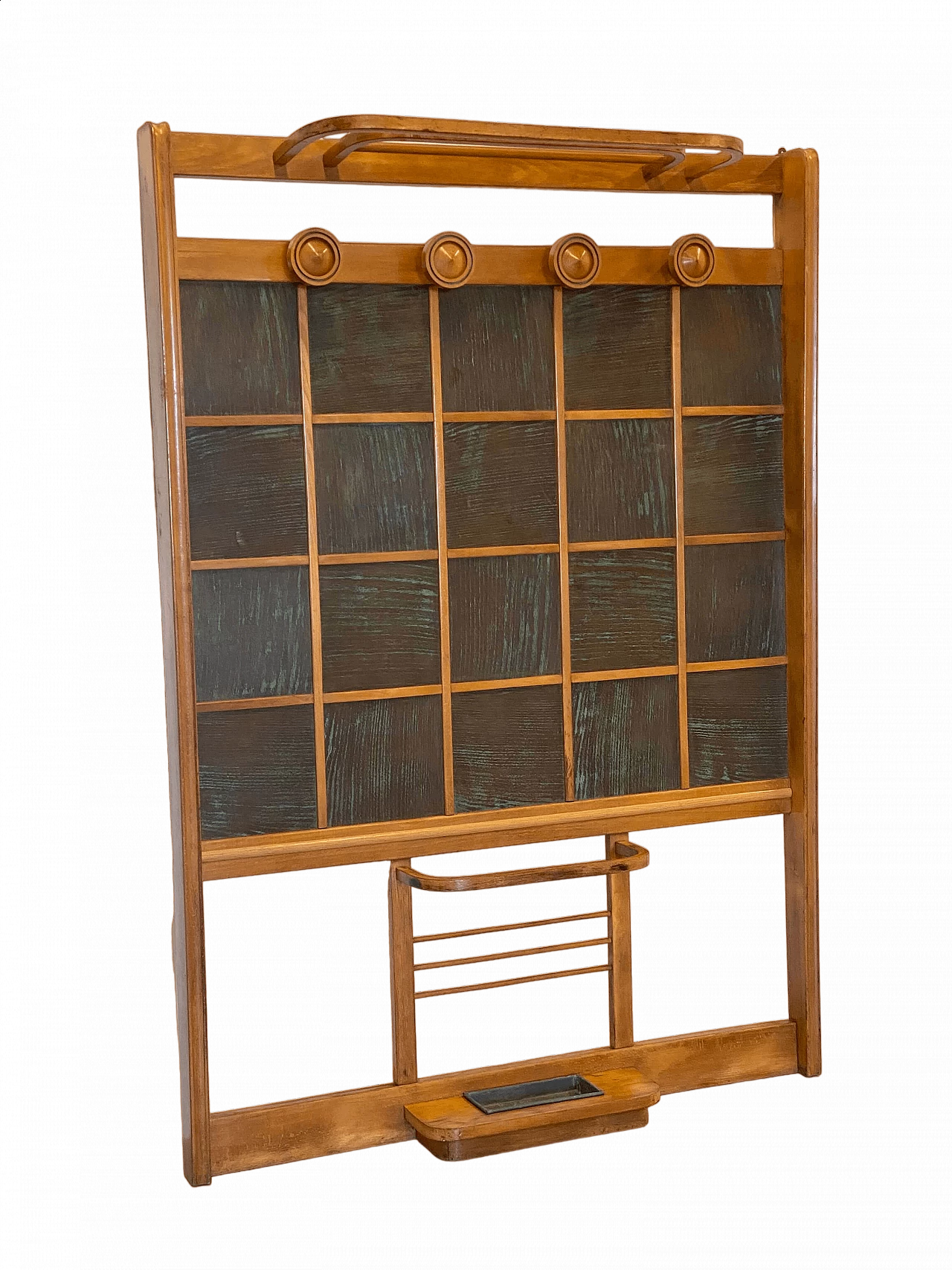 Art Deco wood coat rack with umbrella stand and hat rack, 1930s 12