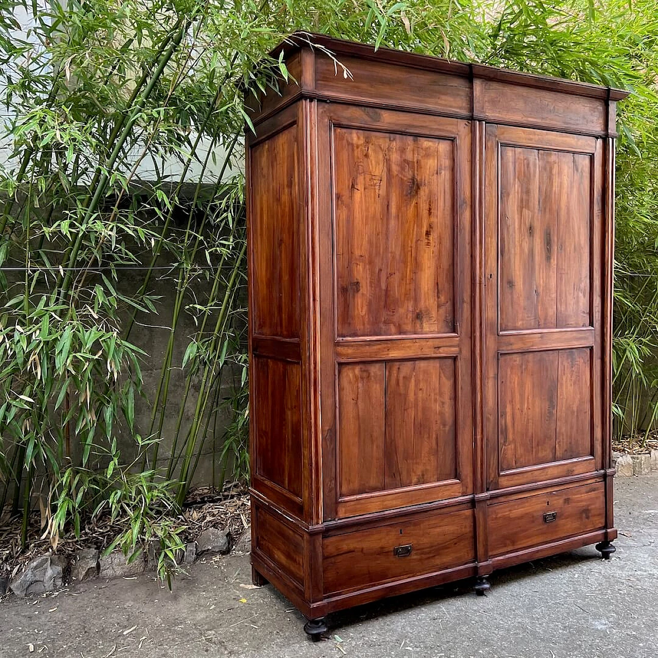 Walnut wardrobe with two doors and two drawers, 19th century 5