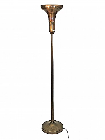 Alfa floor lamp in burnished brass by Luminator, 1930s