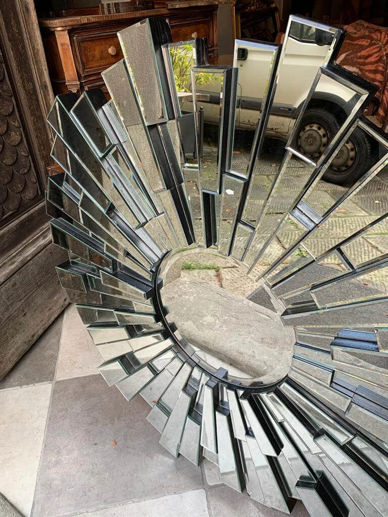 Art Deco style sun-shaped wall mirror 5