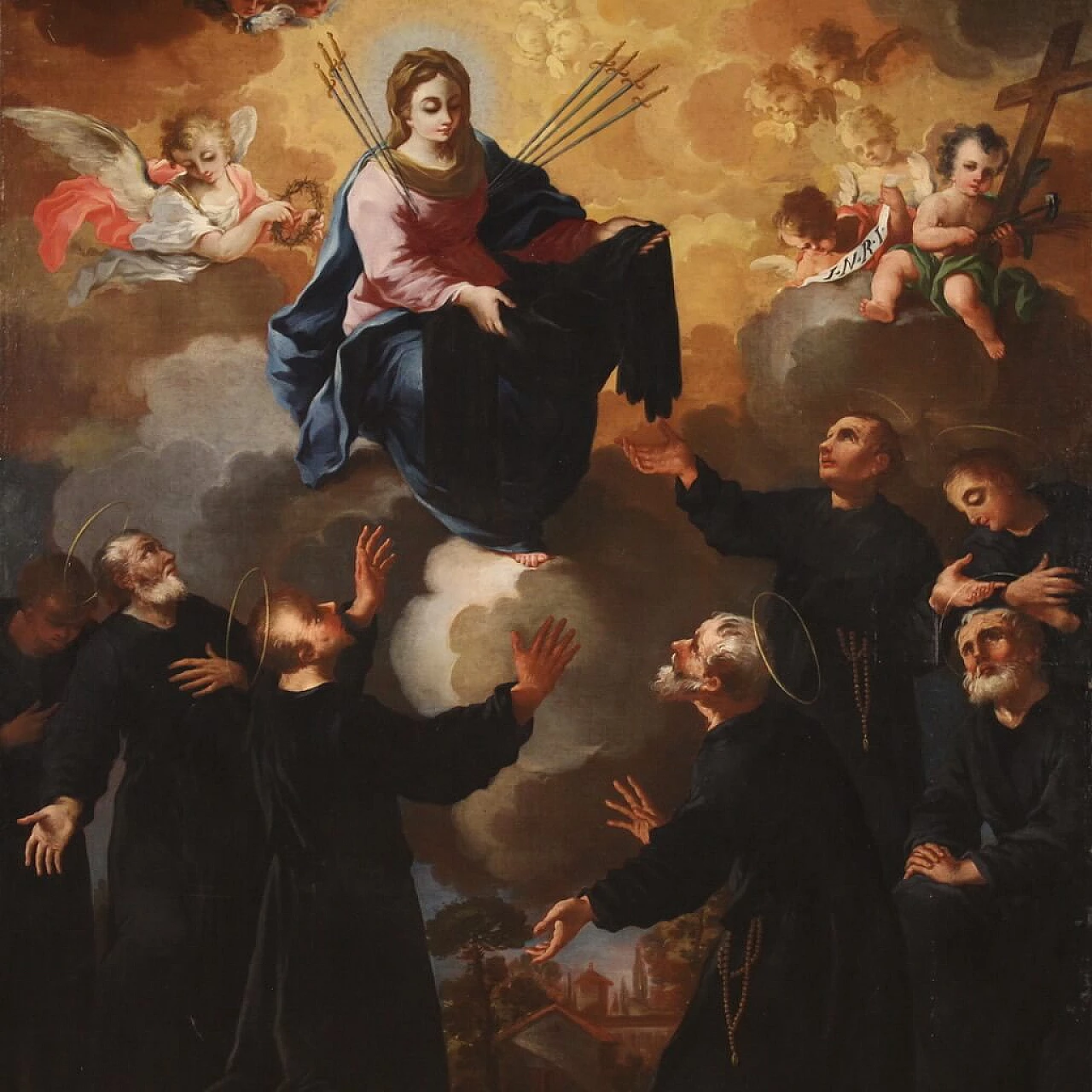 Madonna and founders of the Order of Servants of Mary, oil painting on canvas, mid-18th century 1