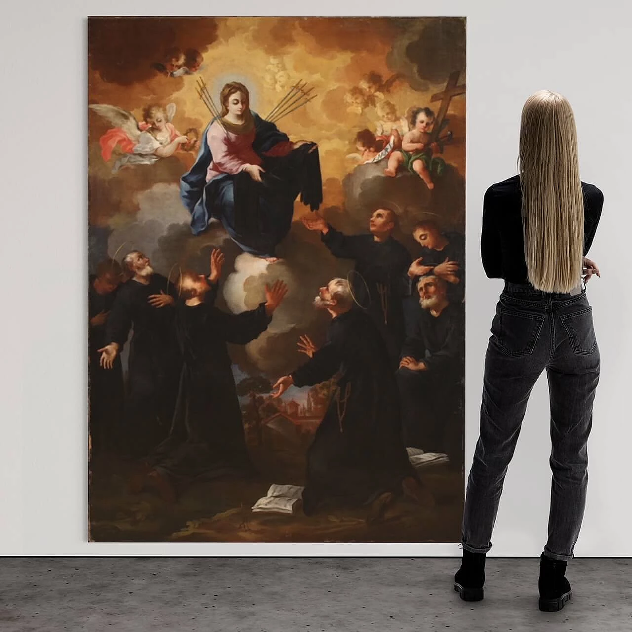 Madonna and founders of the Order of Servants of Mary, oil painting on canvas, mid-18th century 3