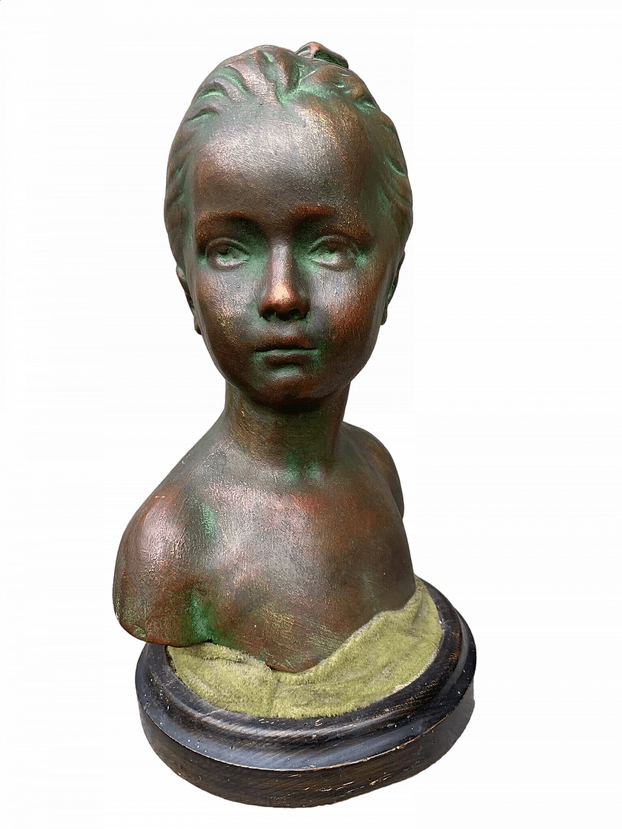 Scultura di busto femminile in terracotta patinata bronzo 7