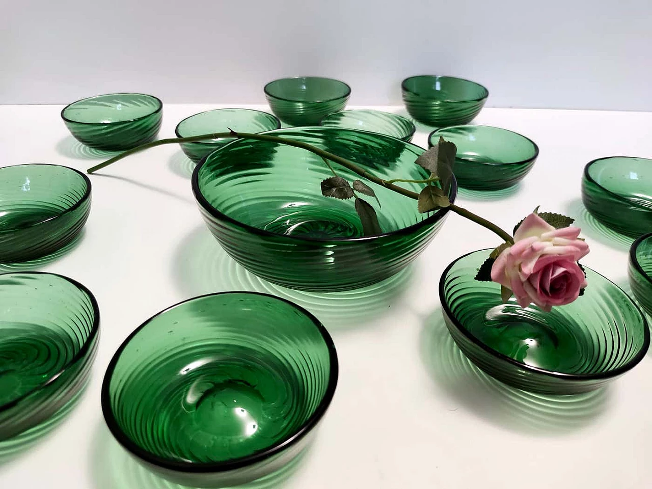 10 Blown glass dessert bowls by Greene & Greene for Vetreria Etrusca, 1950s 5