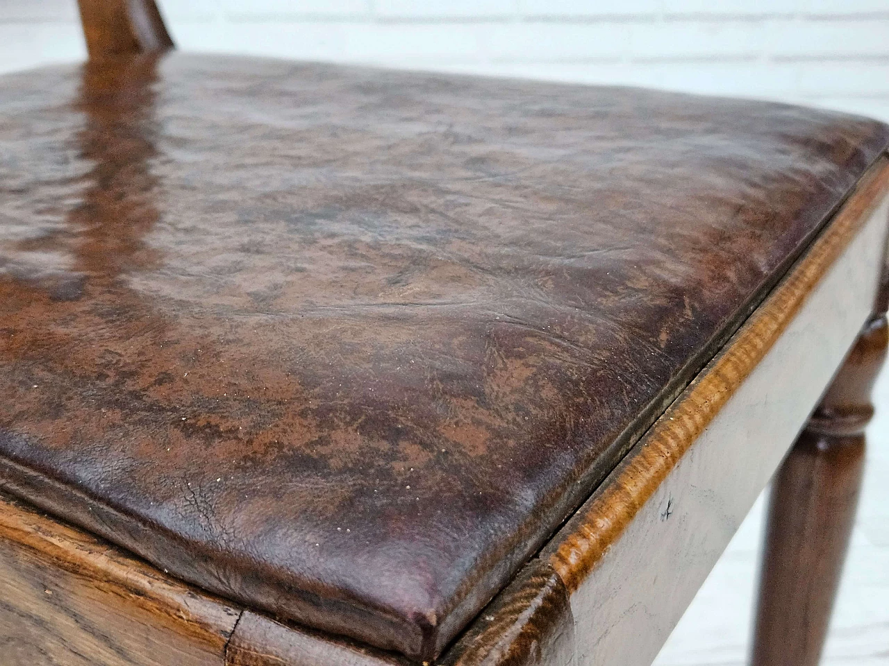 6 Sedie scandinave in quercia e pelle, anni '30 2