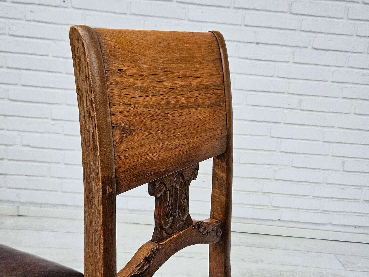 6 Sedie scandinave in quercia e pelle, anni '30 4