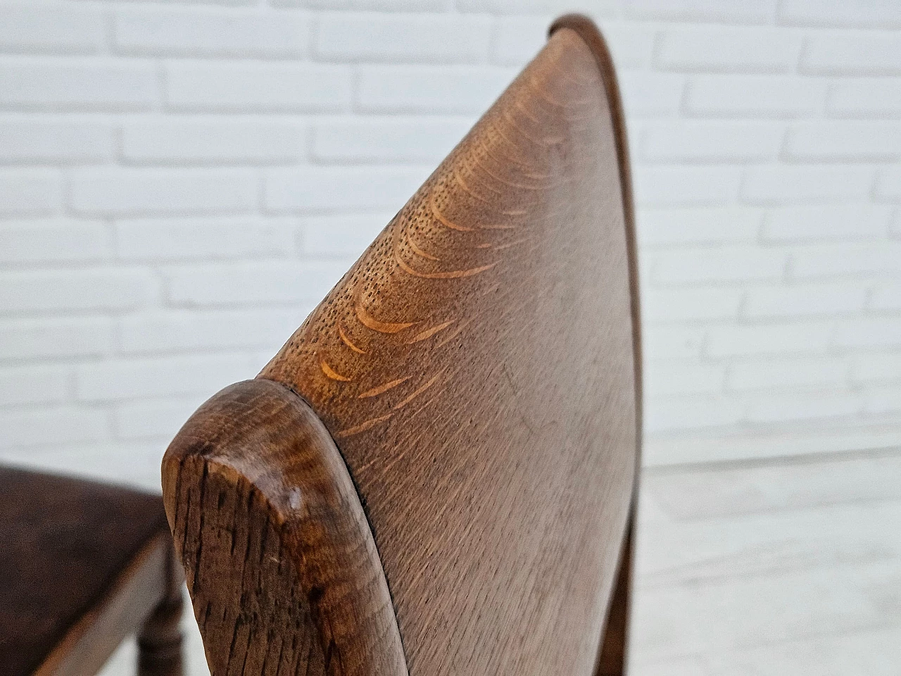 6 Sedie scandinave in quercia e pelle, anni '30 6