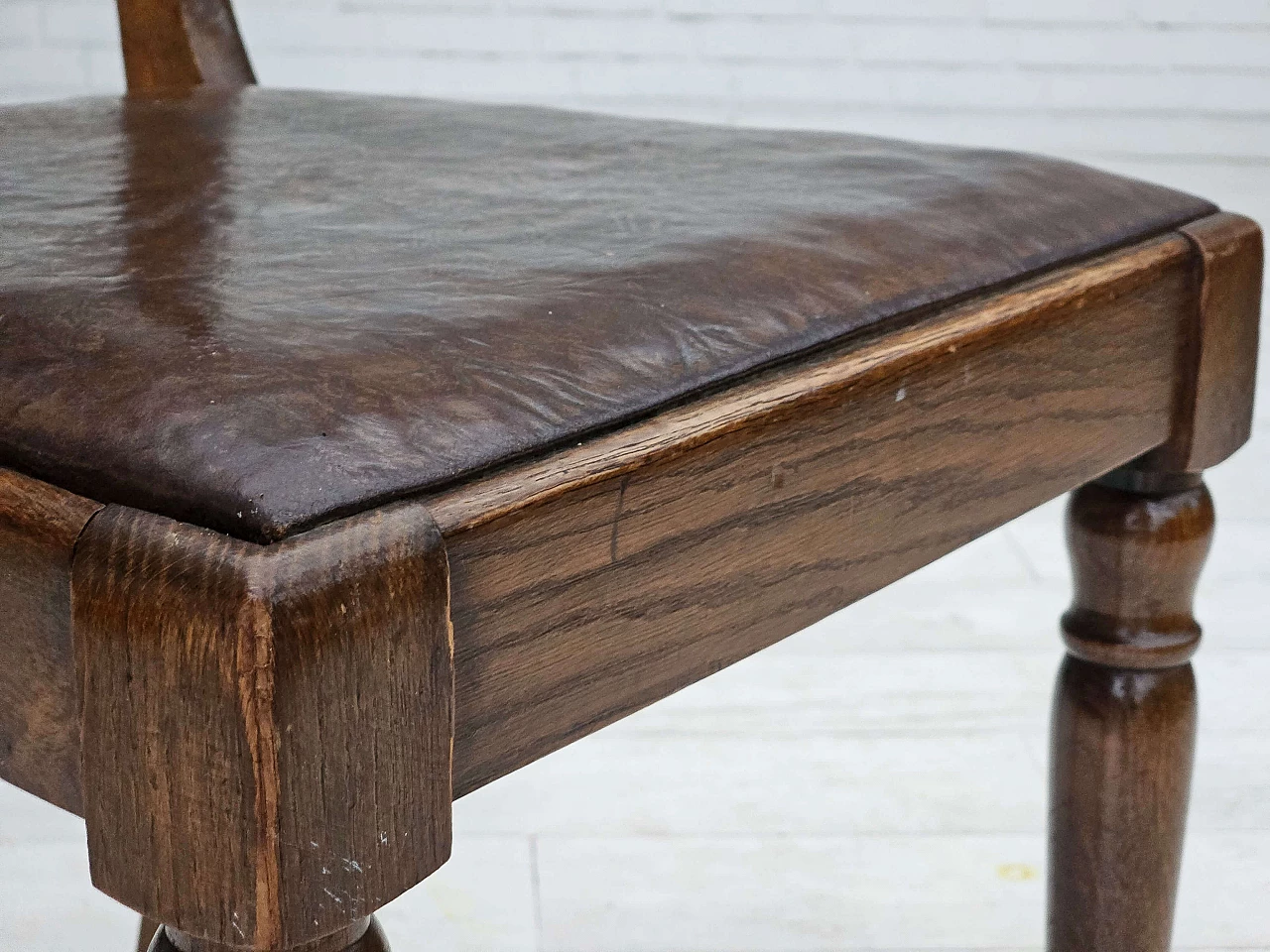 6 Sedie scandinave in quercia e pelle, anni '30 11