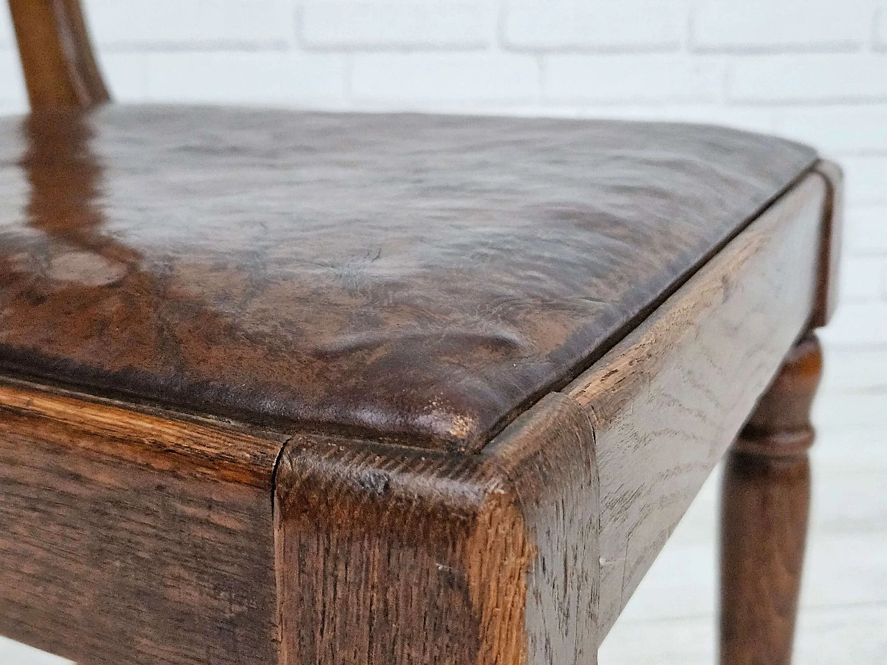 6 Sedie scandinave in quercia e pelle, anni '30 15