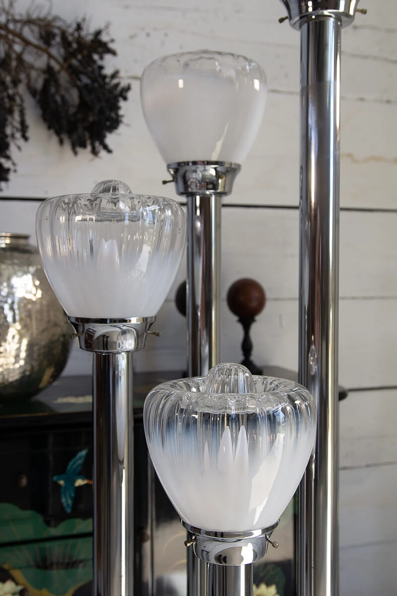 Five-light Murano glass and chromed metal floor lamp, 1960s 3