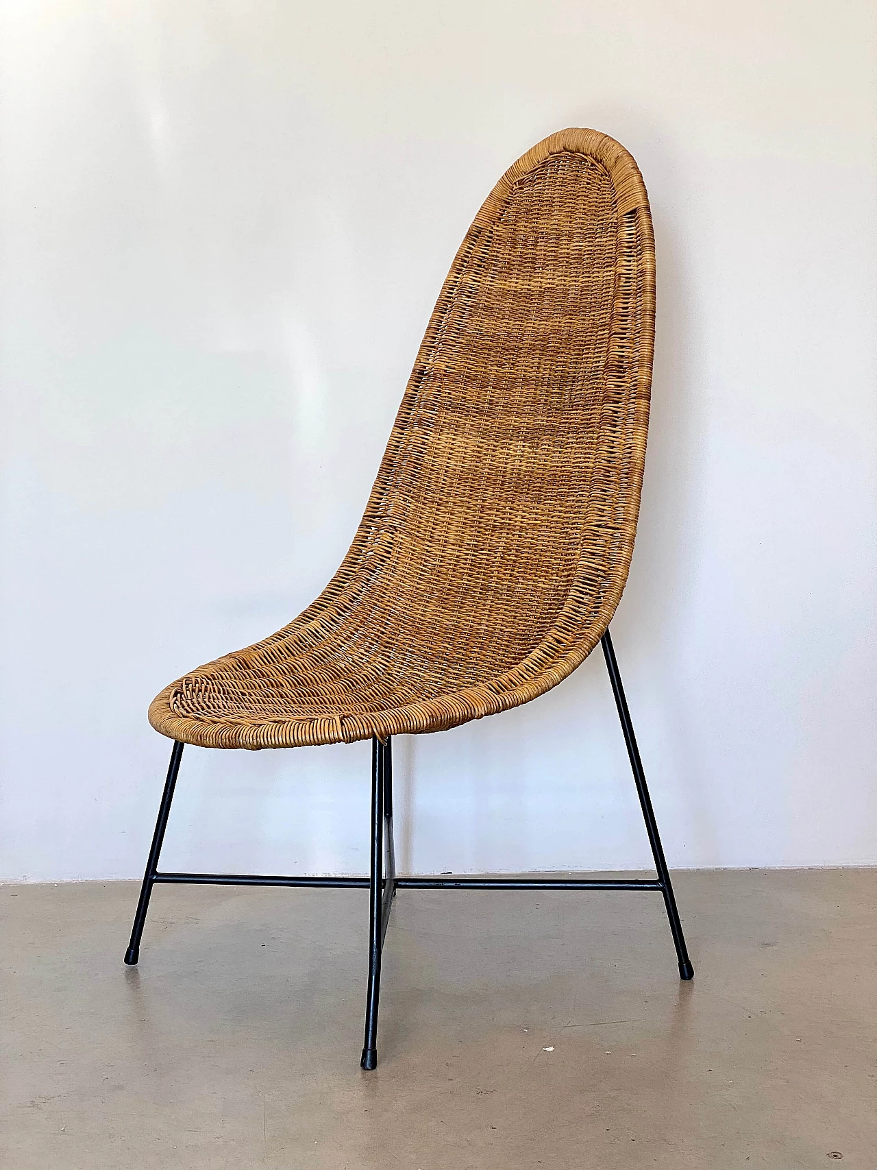 Wicker and iron chair in the style of Kertsin Hörlin Holmqvist, 1960s 2