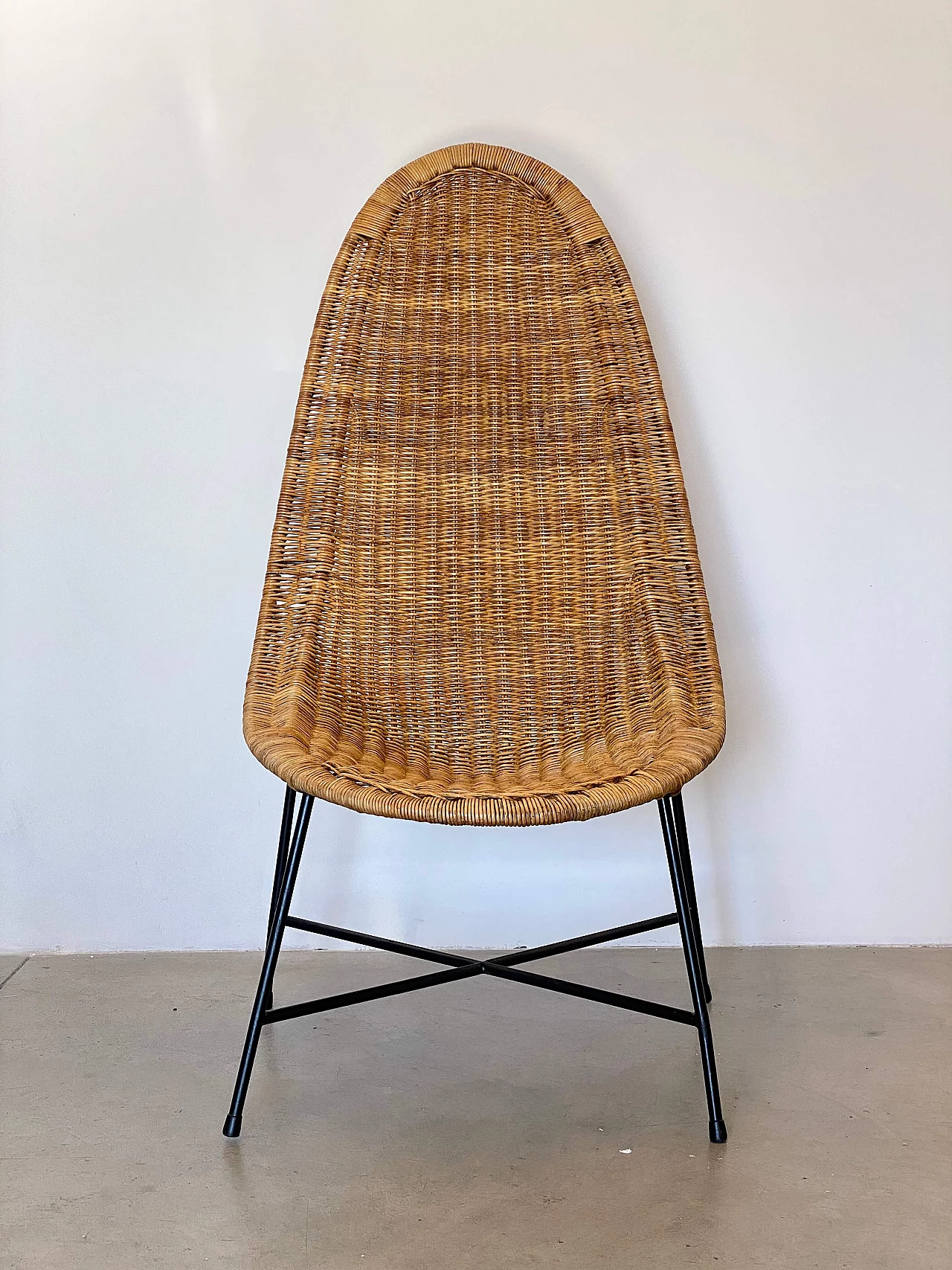 Wicker and iron chair in the style of Kertsin Hörlin Holmqvist, 1960s 4