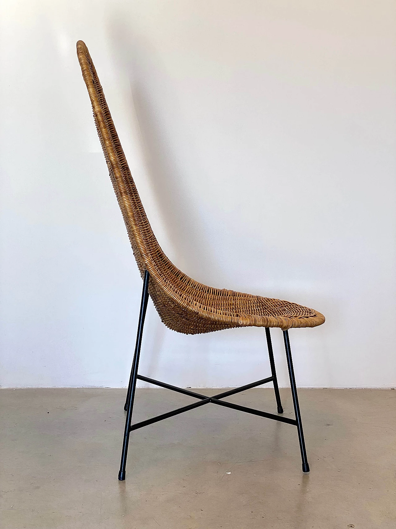 Wicker and iron chair in the style of Kertsin Hörlin Holmqvist, 1960s 5