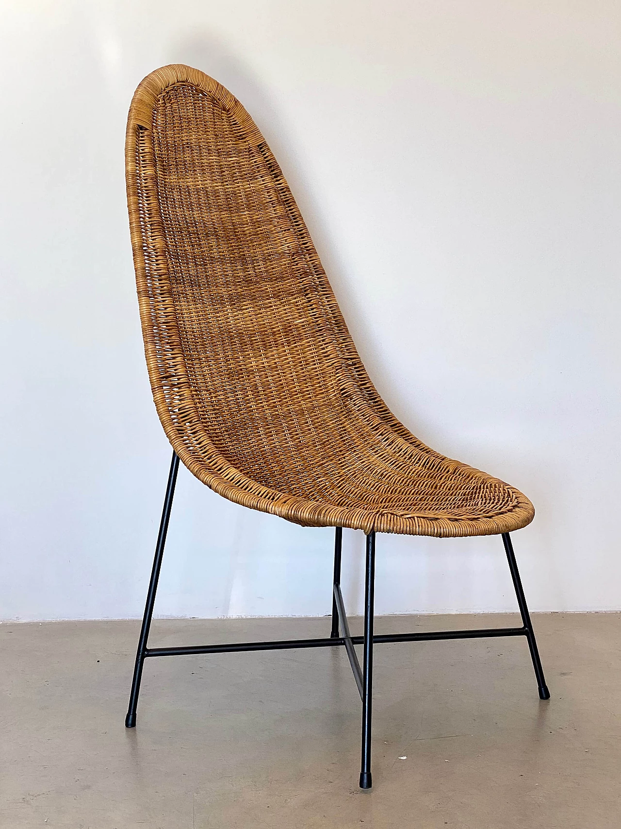 Wicker and iron chair in the style of Kertsin Hörlin Holmqvist, 1960s 6