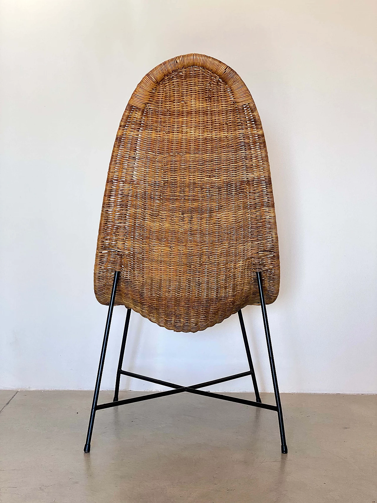 Wicker and iron chair in the style of Kertsin Hörlin Holmqvist, 1960s 9