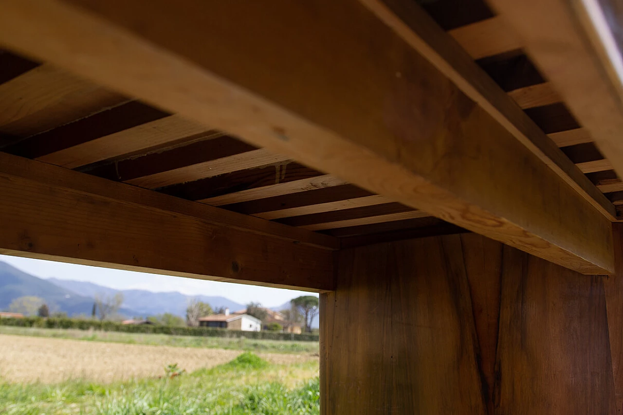 Tavolo Art Déco in legno impiallacciato noce biondo ed ebanizzato, anni '40 7