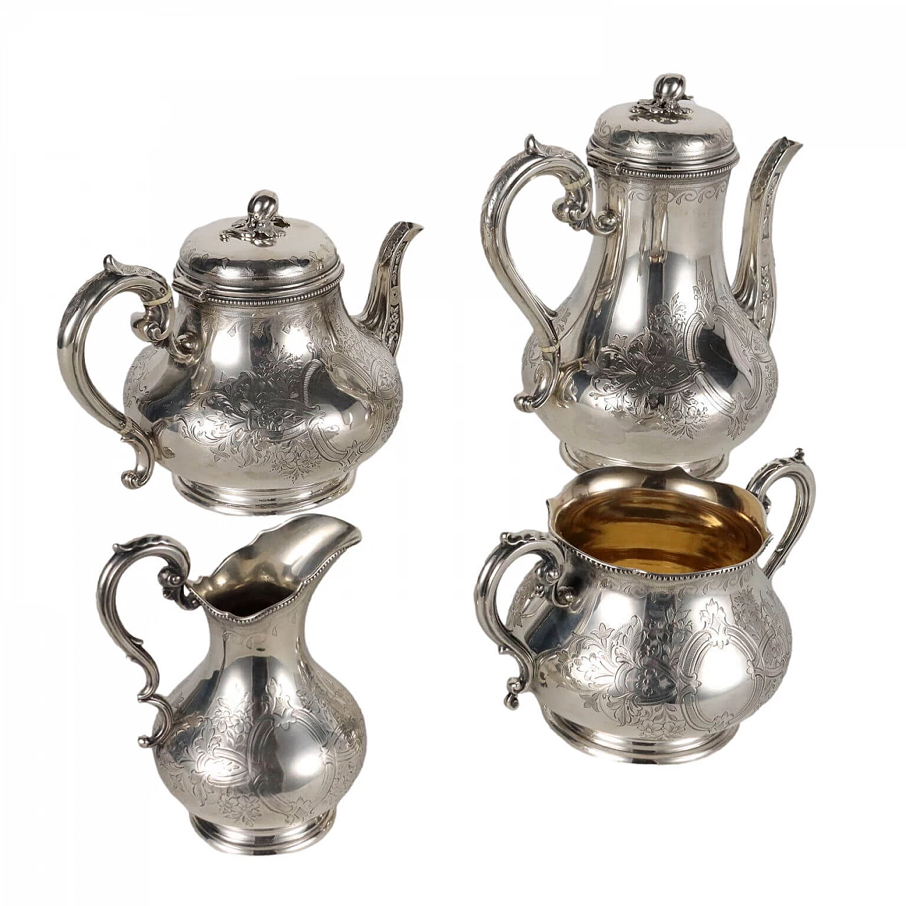 Tea and coffee service in 925 sterling silver by Martin Hall & Co, 1950s 1