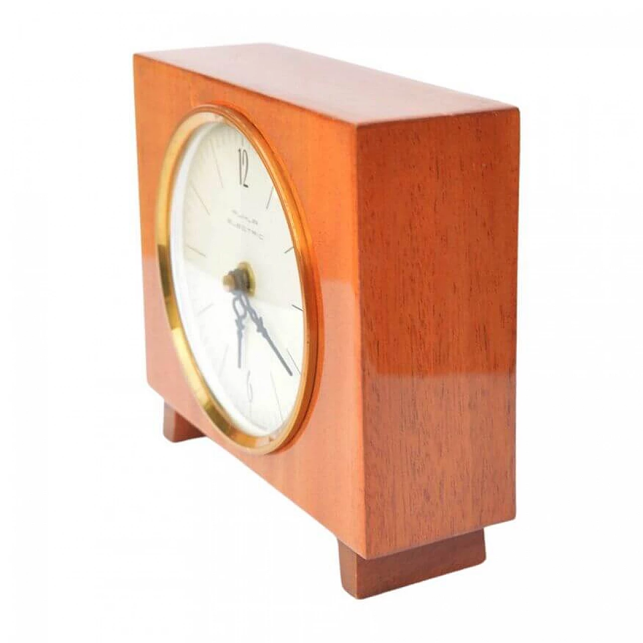 Mahogany veneered wood mantel clock by Ruhla, 1970s 10