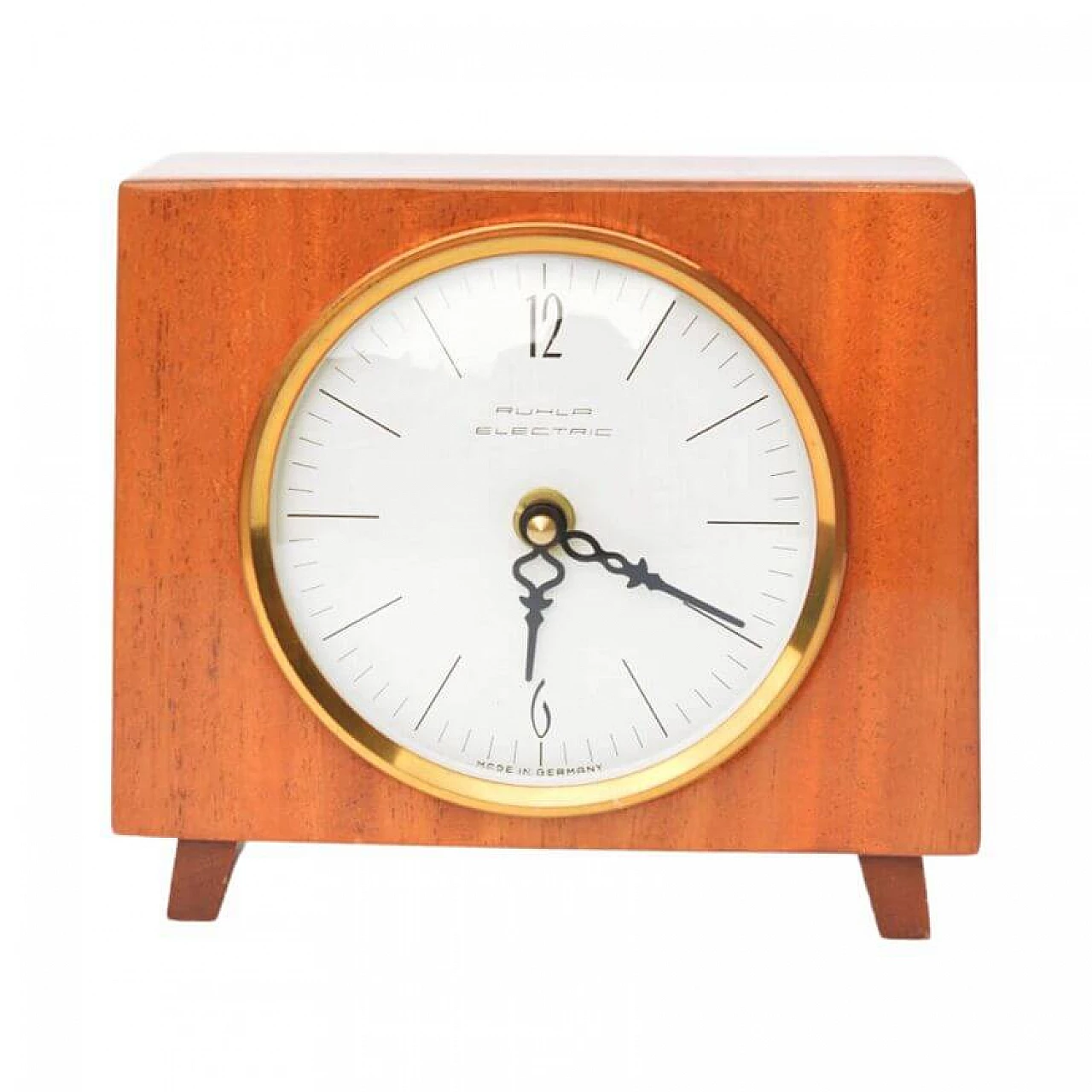 Mahogany veneered wood mantel clock by Ruhla, 1970s 12