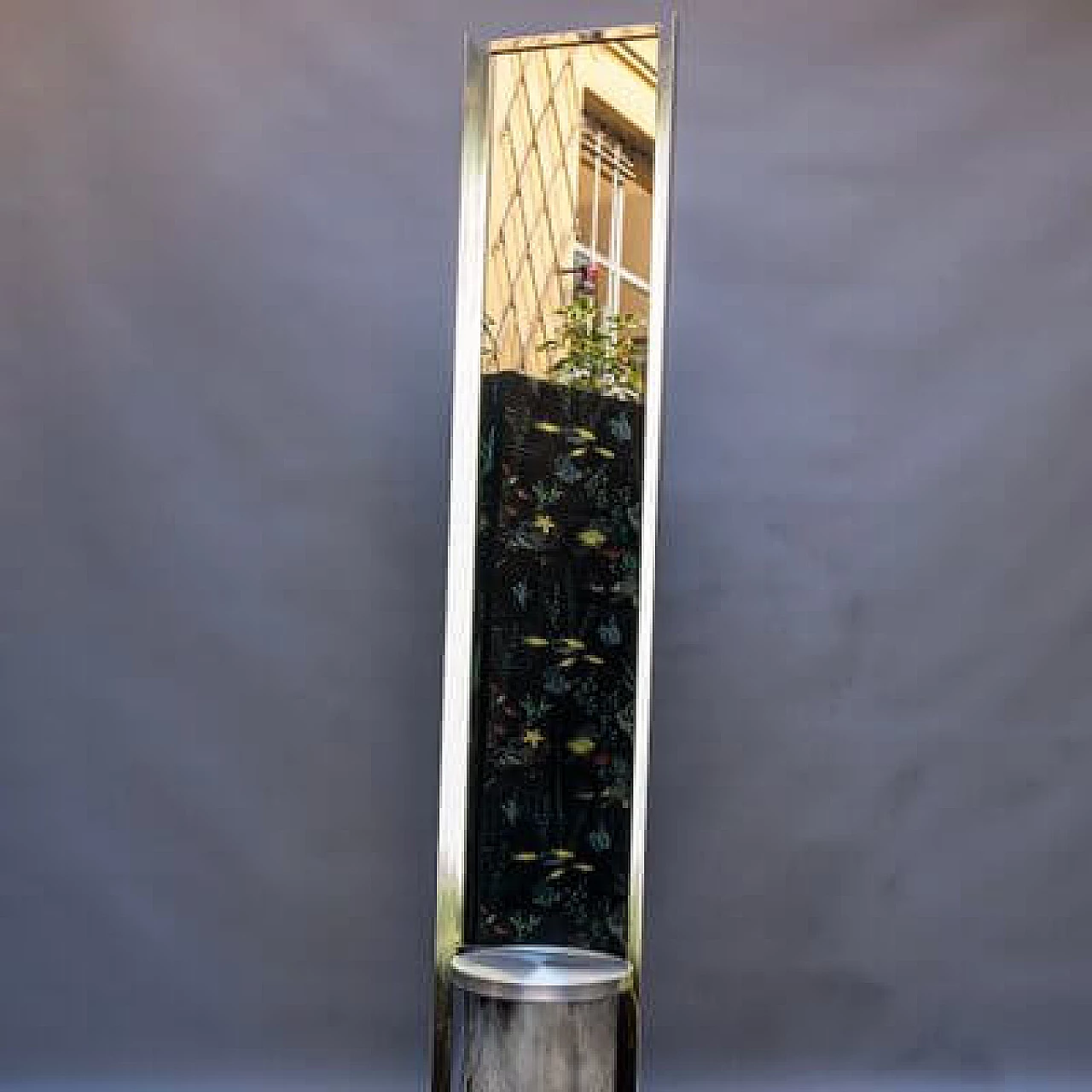 Specchio da terra retroilluminato in acciaio, anni '70 17