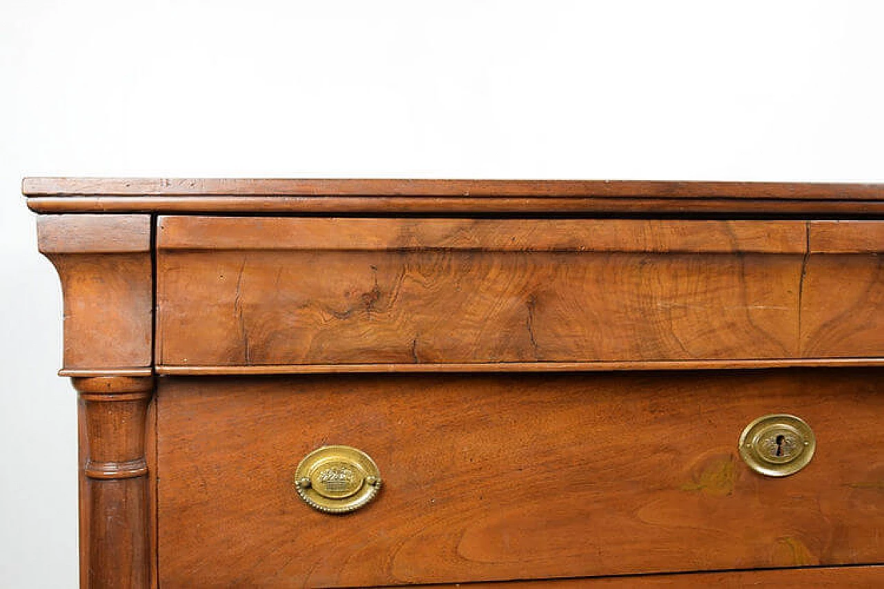 Cassettone Impero piemontese in noce massello, inizio '800 6