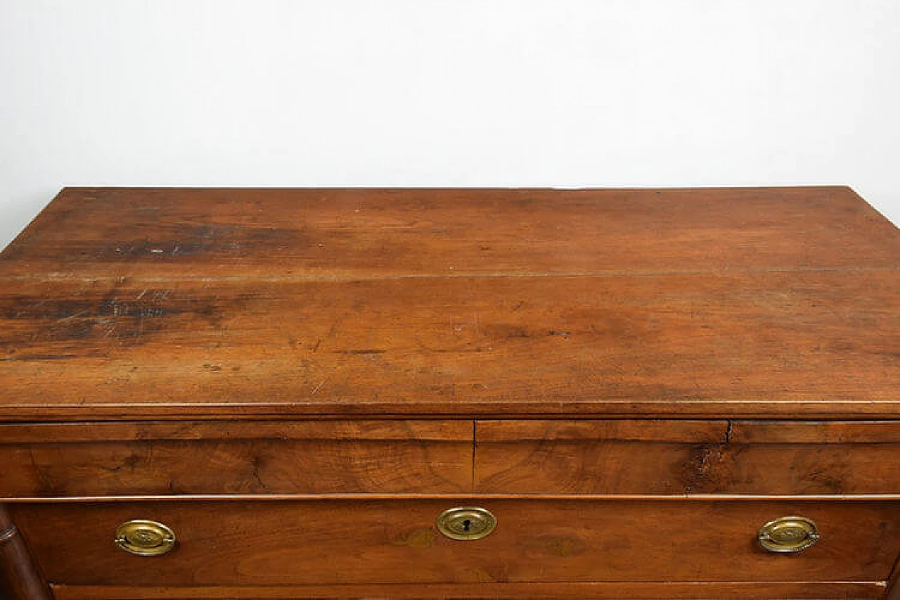 Cassettone Impero piemontese in noce massello, inizio '800 7