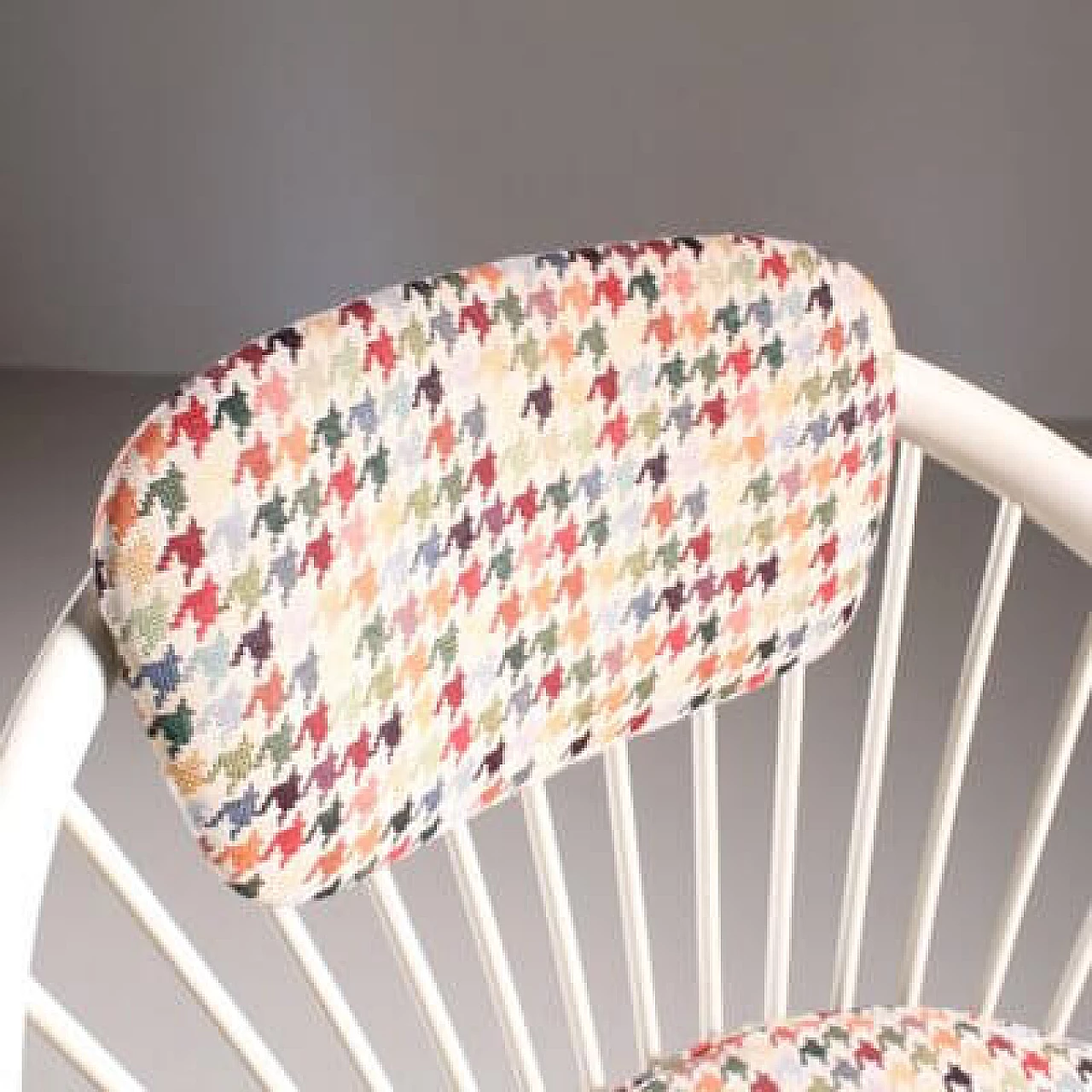 White wood and fabric armchair by Yngve Ekström, 1960s 3