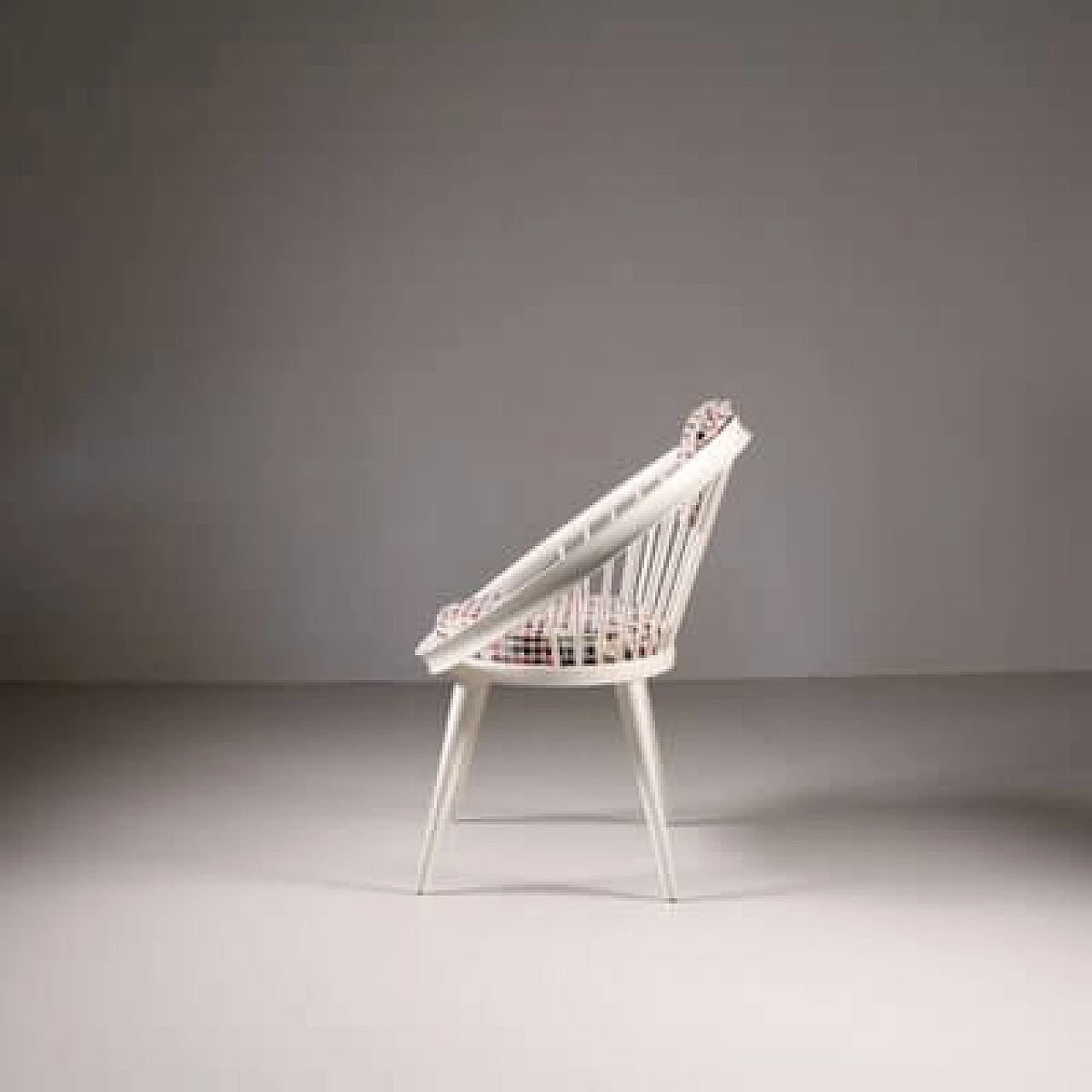 White wood and fabric armchair by Yngve Ekström, 1960s 6