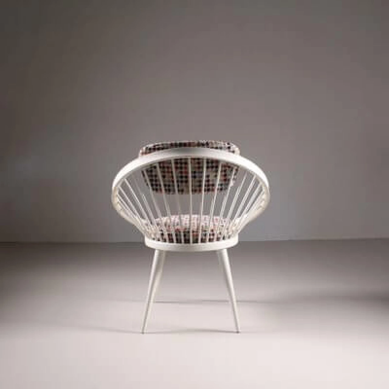 White wood and fabric armchair by Yngve Ekström, 1960s 7