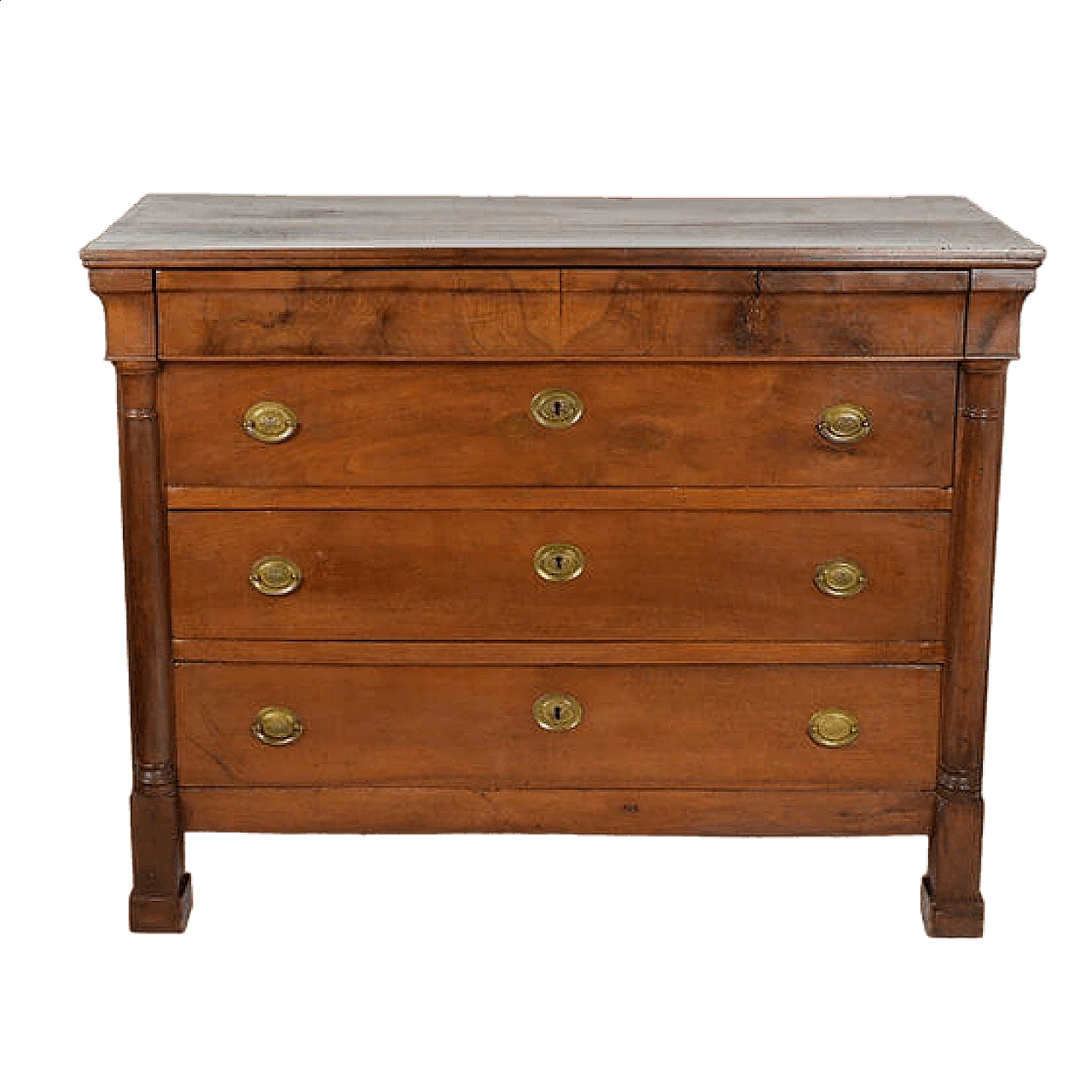 Cassettone Impero piemontese in noce massello, inizio '800 10