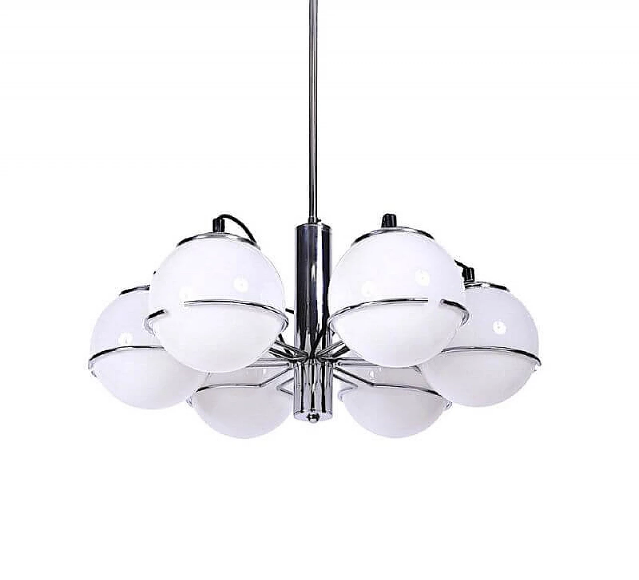 Opaline glass and chromed metal chandelier by Targetti Sankey, 1970s 1