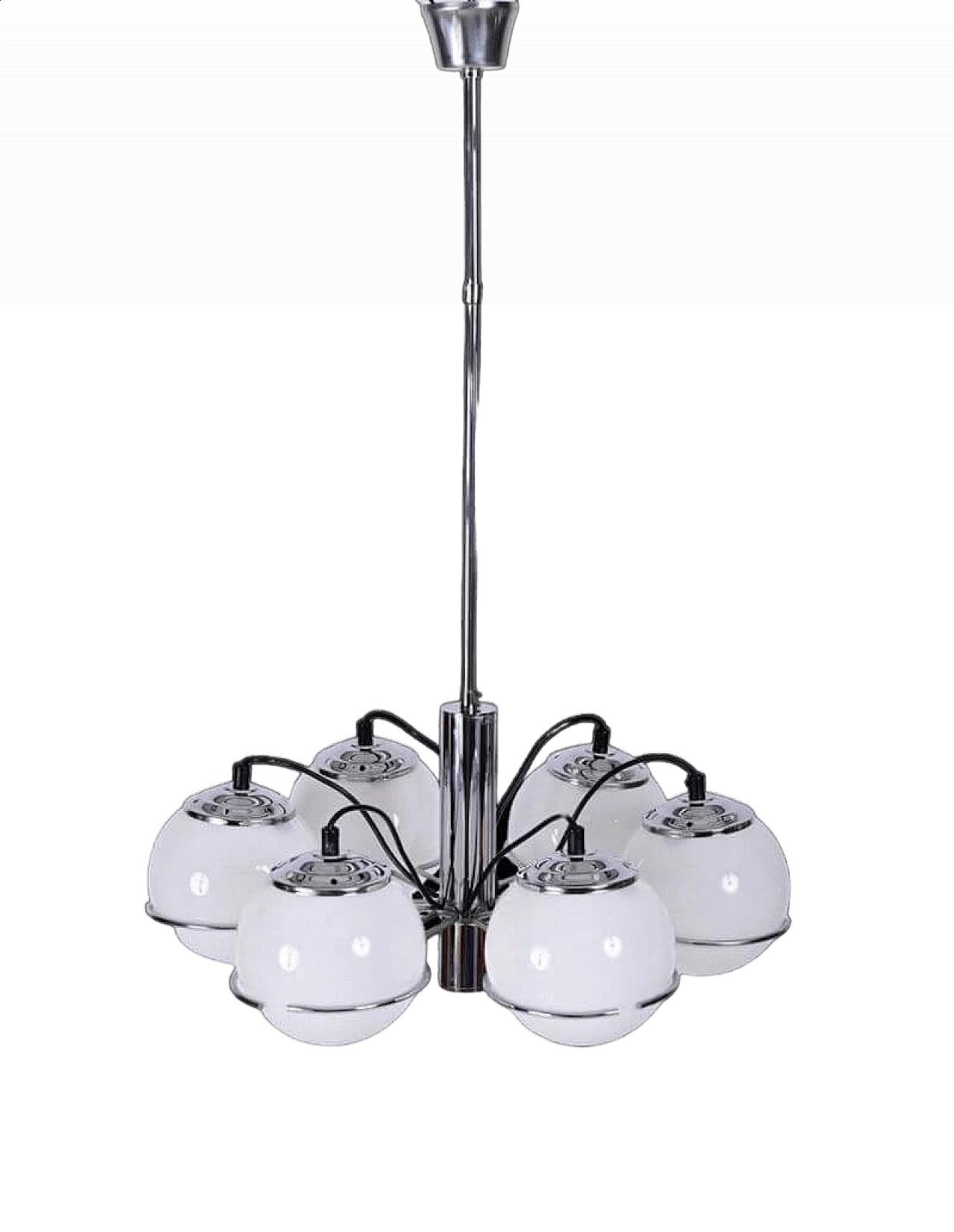 Opaline glass and chromed metal chandelier by Targetti Sankey, 1970s 10