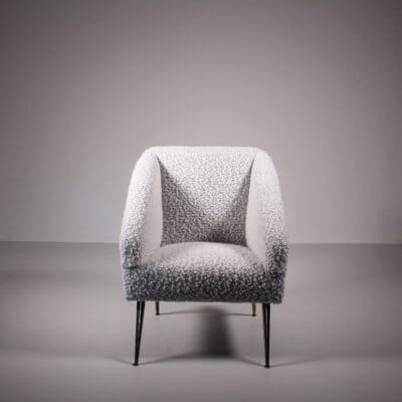 White bouclé fabric armchair, 1950s 7