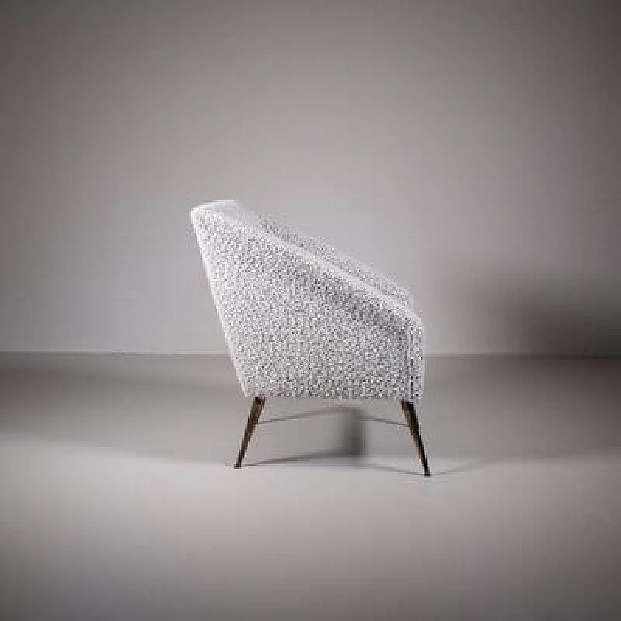 White bouclé fabric armchair, 1950s 12