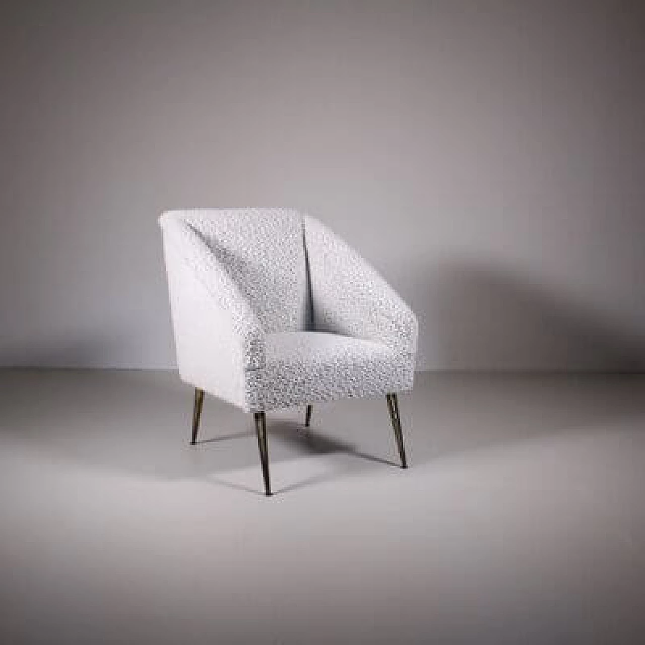 White bouclé fabric armchair, 1950s 13