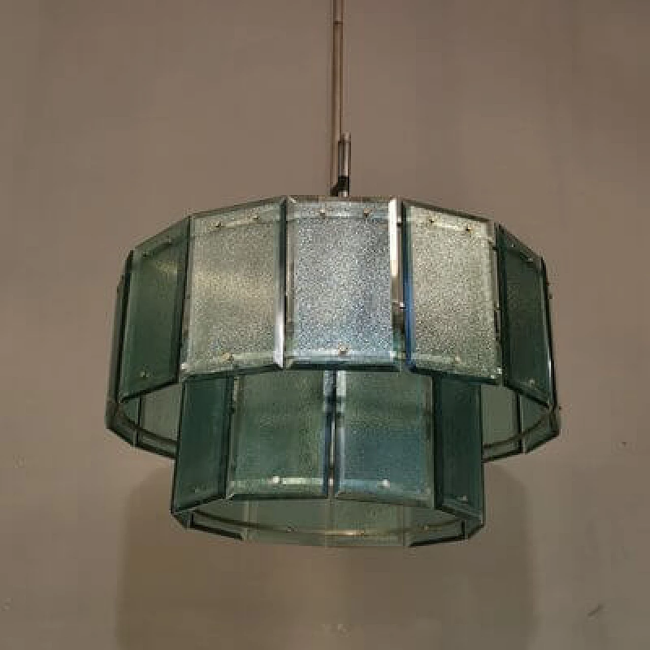 Lampadario in vetro colorato e metallo di Candle, anni '60 1