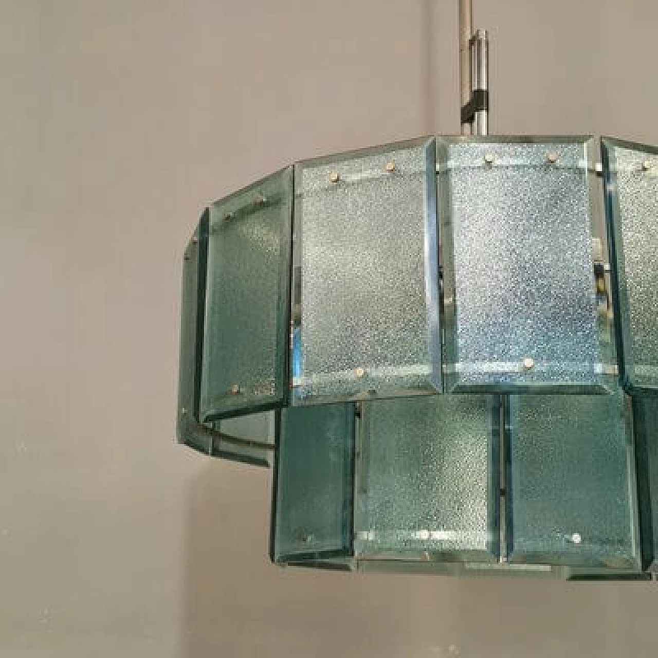 Lampadario in vetro colorato e metallo di Candle, anni '60 5