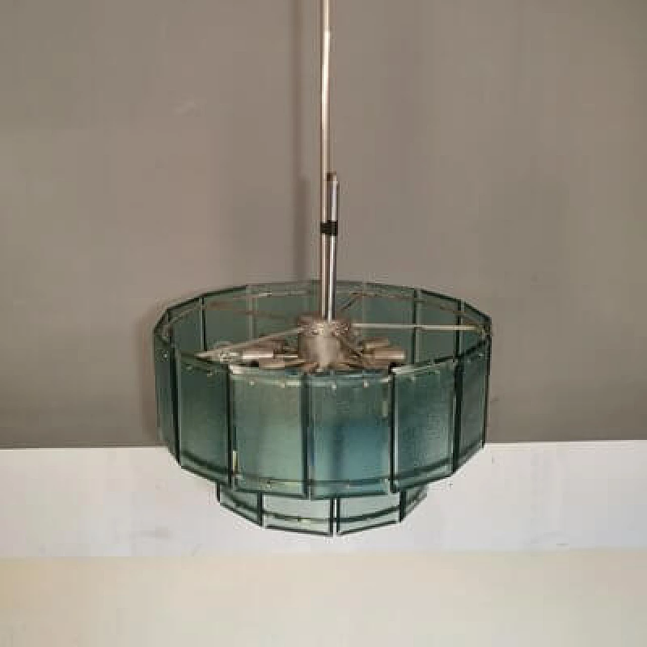 Lampadario in vetro colorato e metallo di Candle, anni '60 9