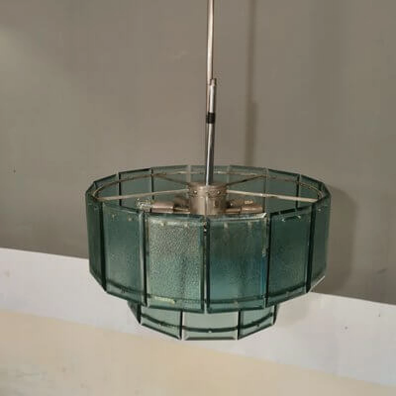 Lampadario in vetro colorato e metallo di Candle, anni '60 10