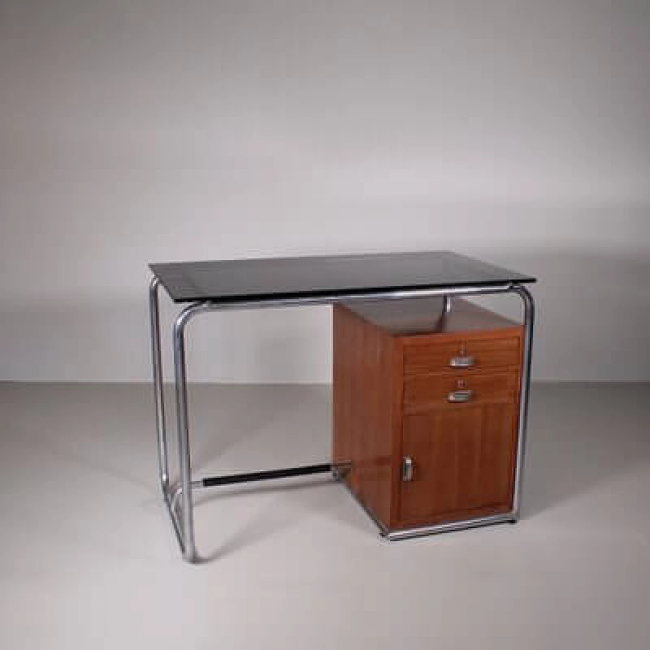 Tubular metal, wood and glass desk by Osvaldo Borsani, 1960s 3