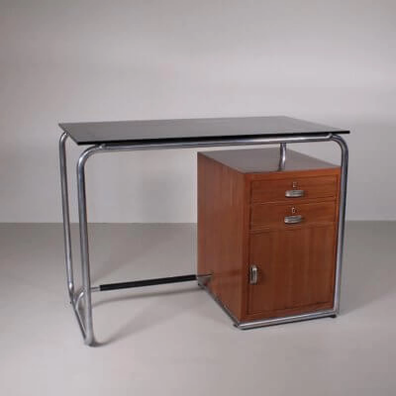 Tubular metal, wood and glass desk by Osvaldo Borsani, 1960s 5