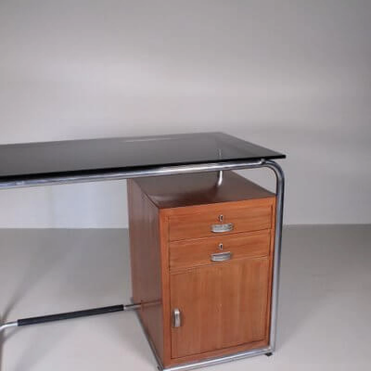 Tubular metal, wood and glass desk by Osvaldo Borsani, 1960s 6