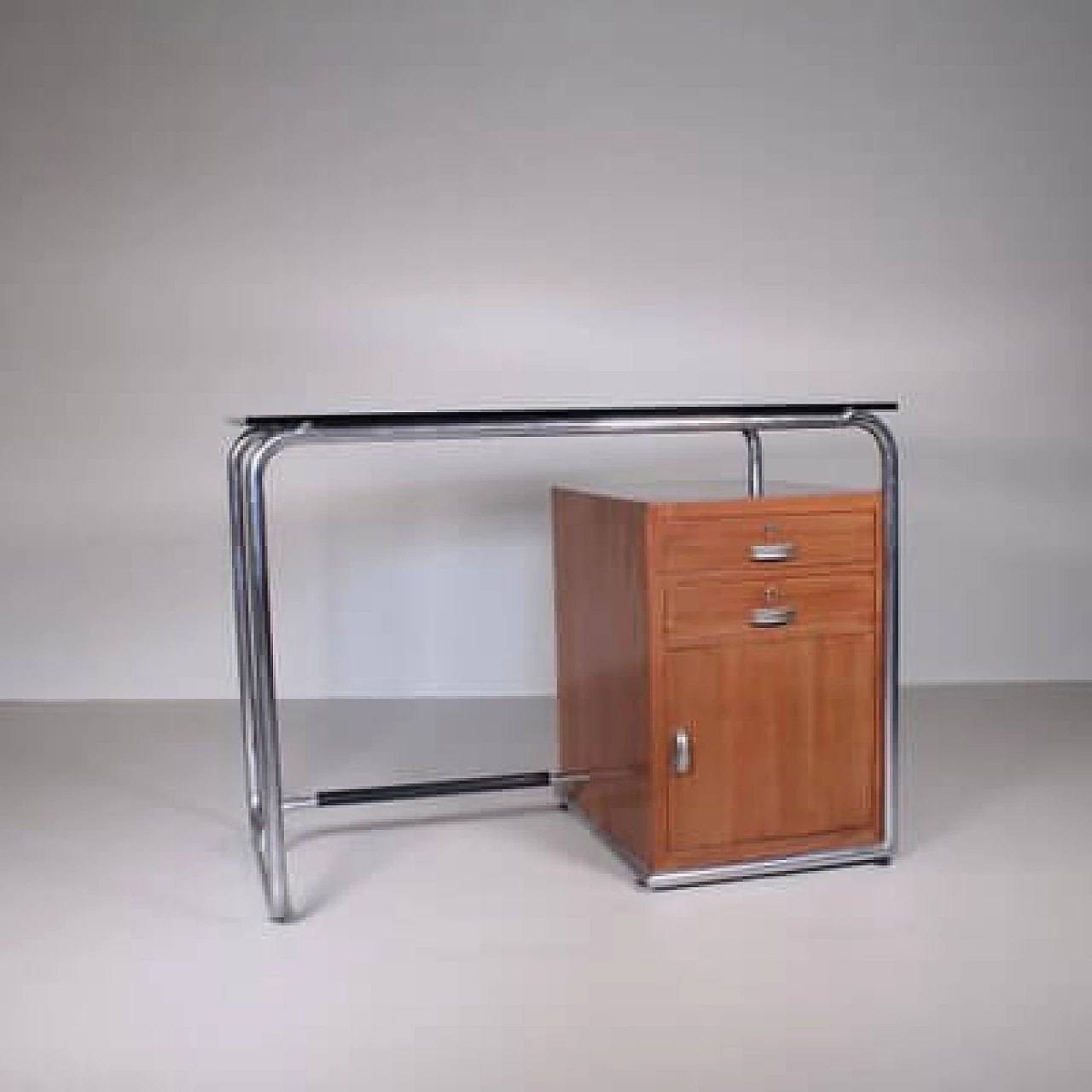 Tubular metal, wood and glass desk by Osvaldo Borsani, 1960s 8