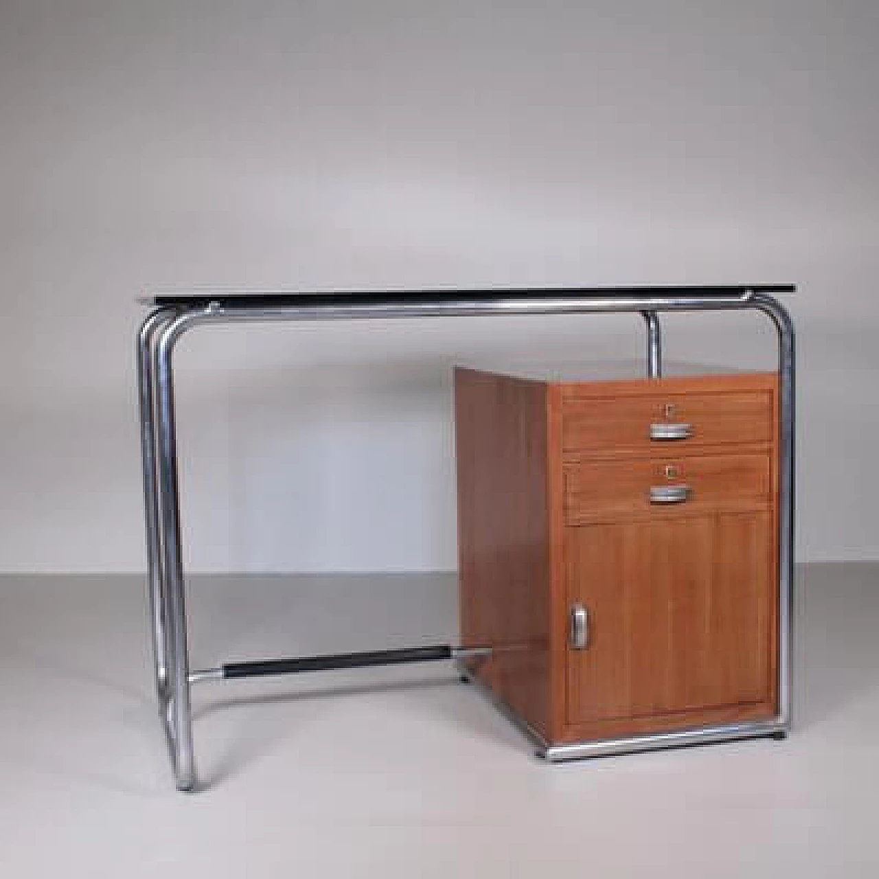 Tubular metal, wood and glass desk by Osvaldo Borsani, 1960s 9