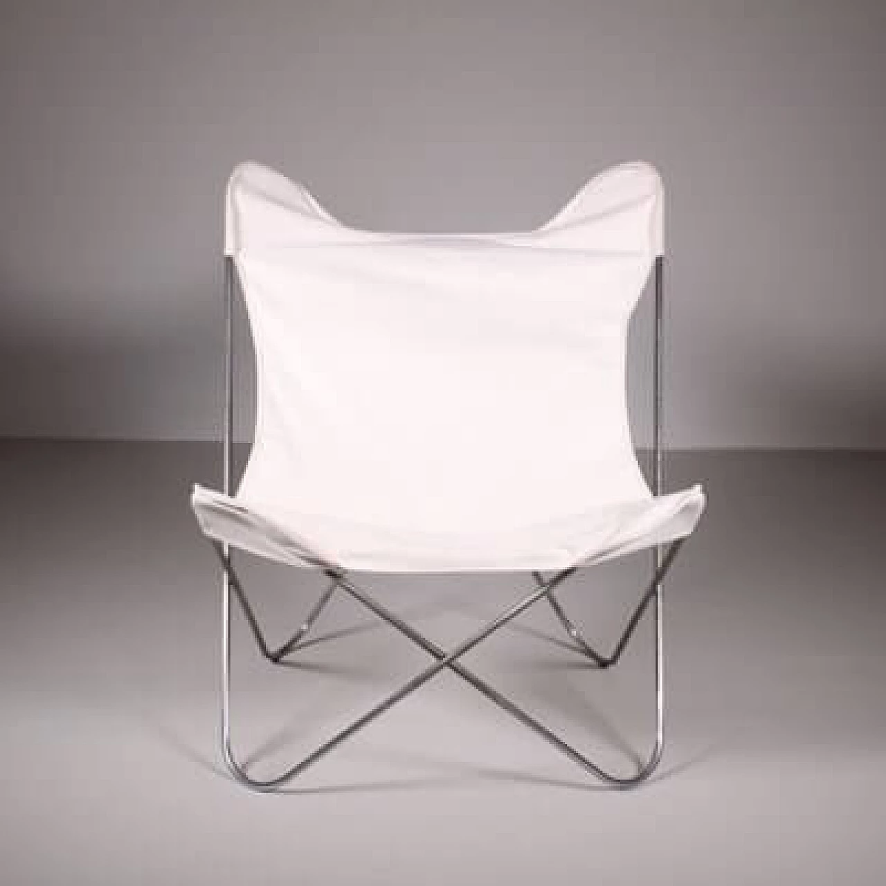 Steel and white fabric Tripolina chair, 1960s 1