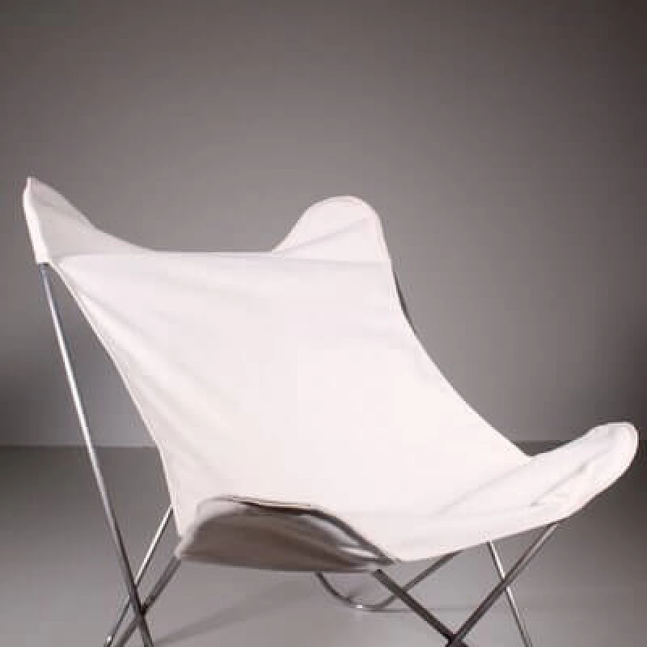 Steel and white fabric Tripolina chair, 1960s 3