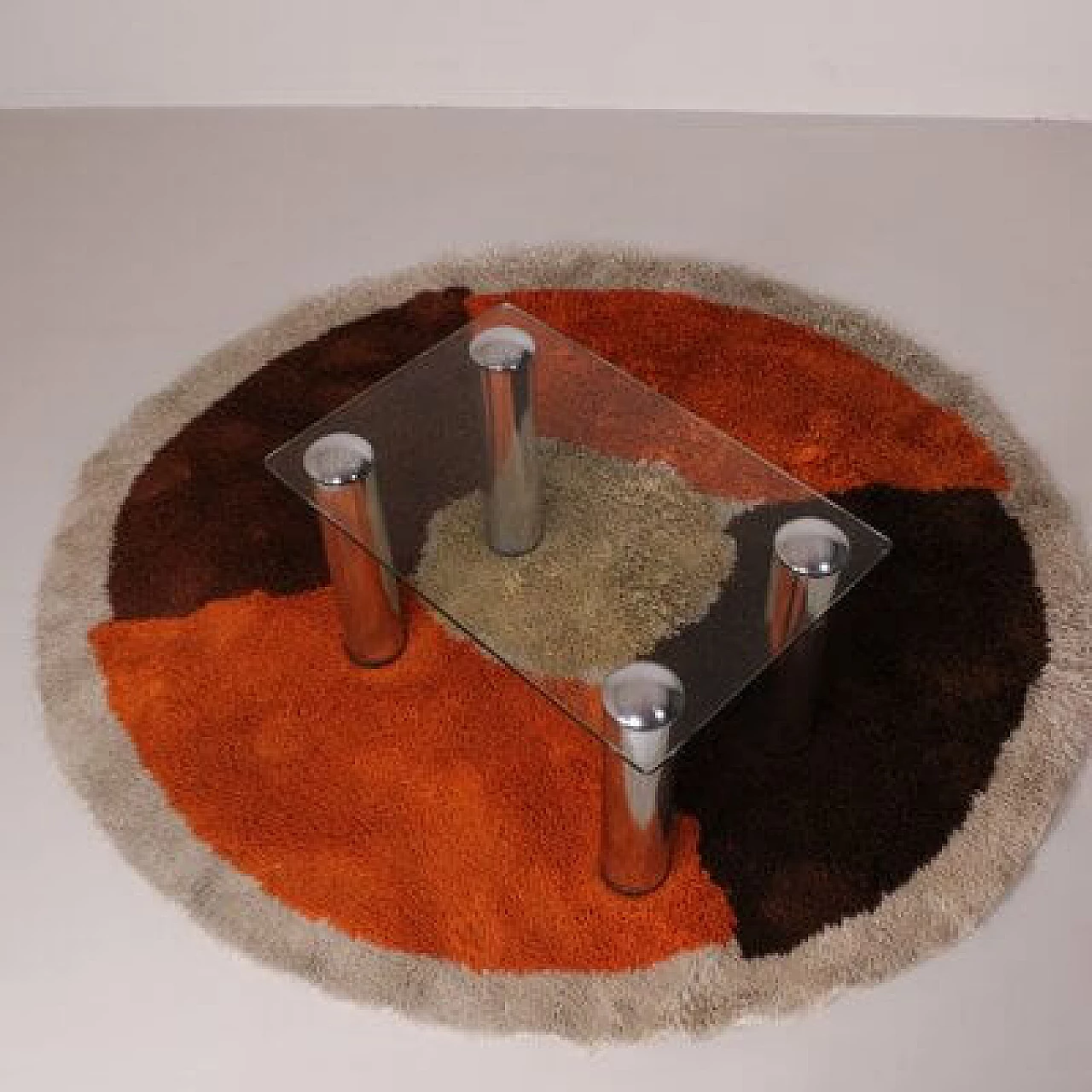 Tavolino in acciaio con piano in vetro, anni '70 2