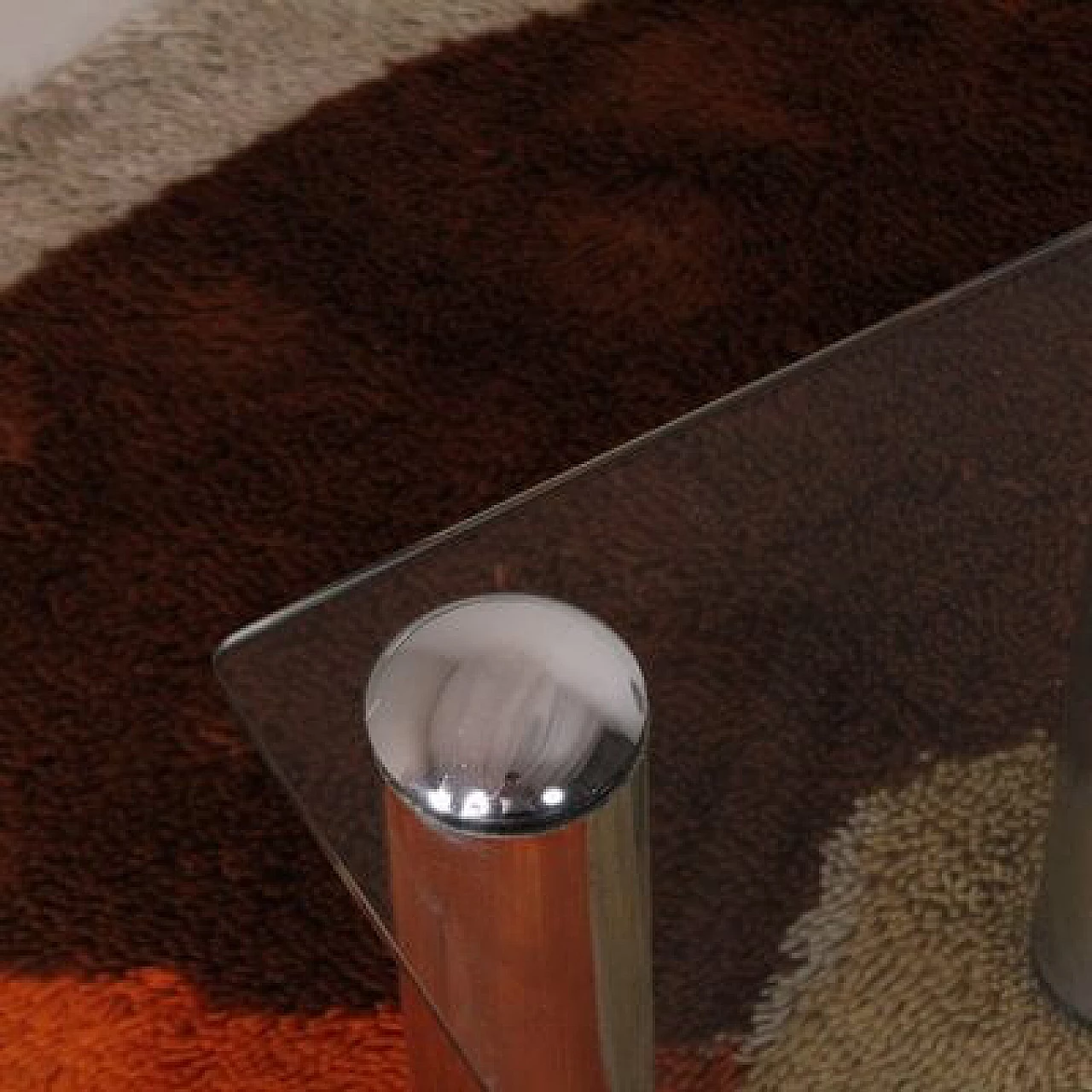 Steel coffee table with glass top, 1970s 3